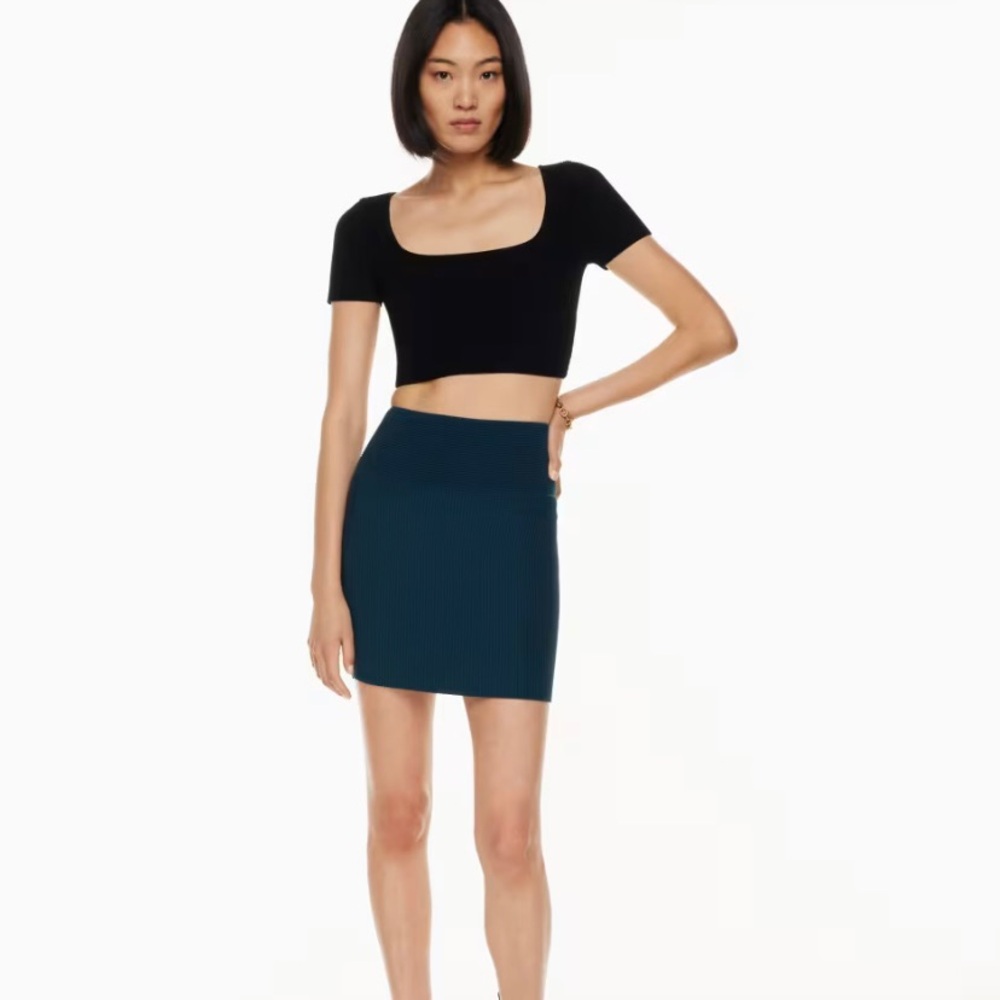 Black Babaton Sculpt Knit Mini Skirt